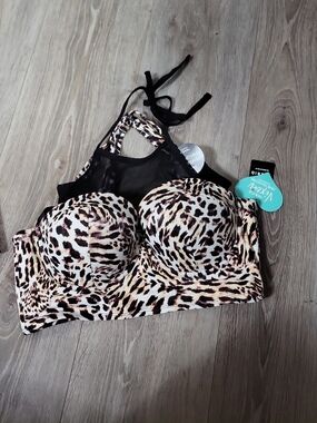 Leopard Print Push-Up Bralette with Mesh Back